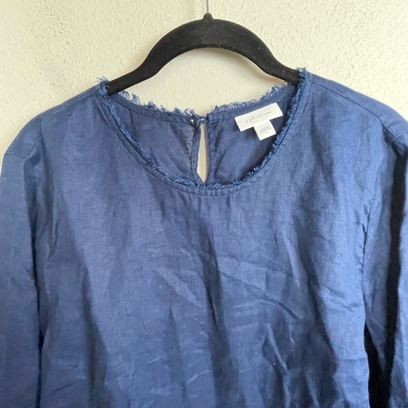 J. Jill Love Linen Blue Everyday Tunic Fridge Trim Size L Lagenlook - Picture 4 of 8
